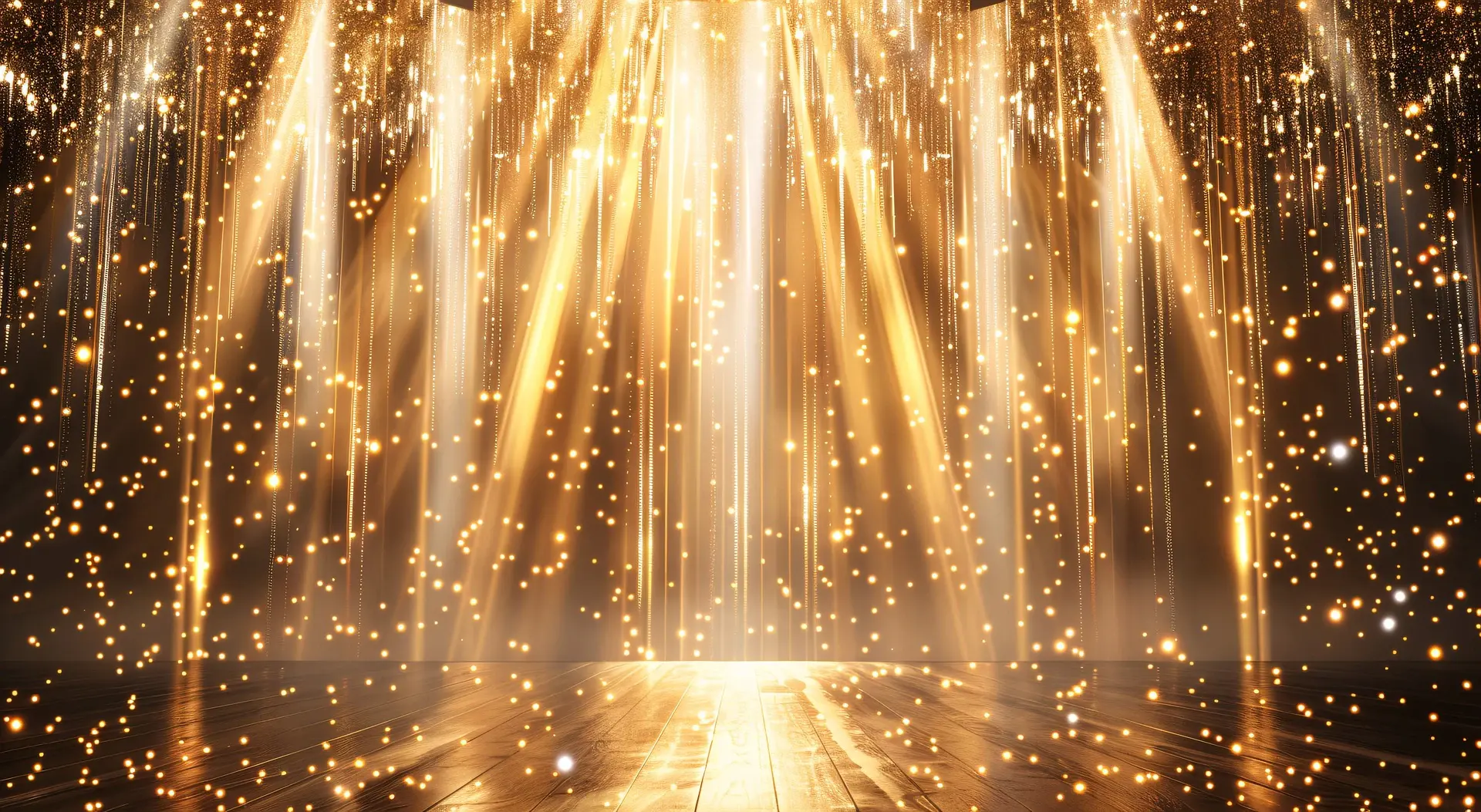 Golden stage lights falling across a darkened venue